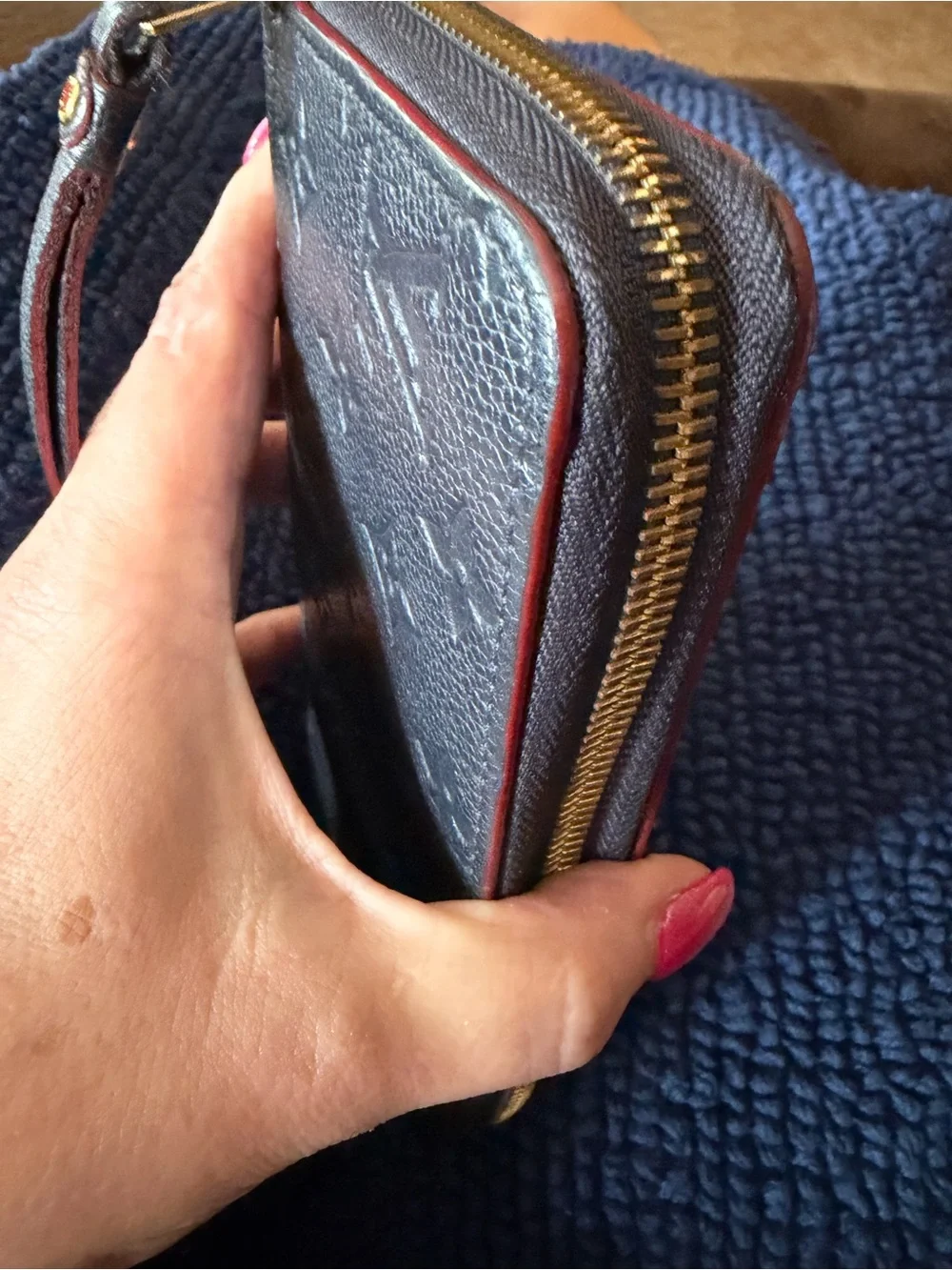 Louis Vuitton Navy Blue Empreinte (Embossed) Monogram Long Zippy Wallet